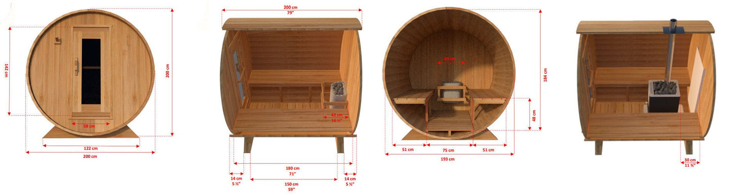 Dundalk LeisureCraft Harmony Person Barrel Sauna - Sauna by Dundalk LeisureCraft available at Body Recovery Supply