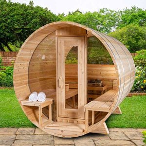 Dundalk LeisureCraft Canadian Timber Serenity MP 2 - 4 Person Traditional Outdoor Barrel Sauna - by Dundalk LeisureCraft