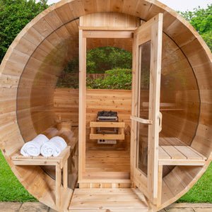 Dundalk LeisureCraft Canadian Timber Serenity MP 2 - 4 Person Traditional Outdoor Barrel Sauna - by Dundalk LeisureCraft