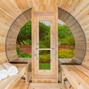 Dundalk LeisureCraft Canadian Timber Serenity MP 2 - 4 Person Traditional Outdoor Barrel Sauna - by Dundalk LeisureCraft